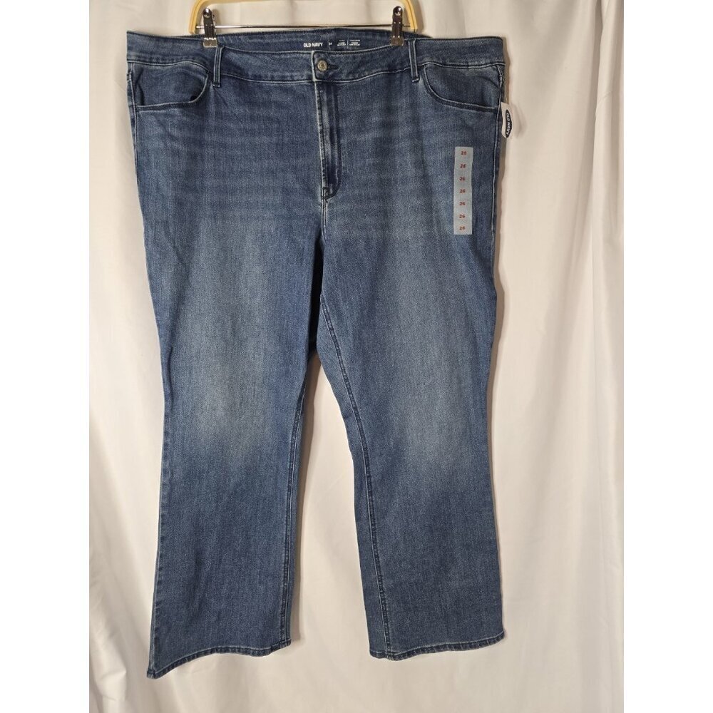 Old Navy women’s Dark Wash Mid-rise Kicker Bootcut Jeans- Size 26-Plus Size- NWT